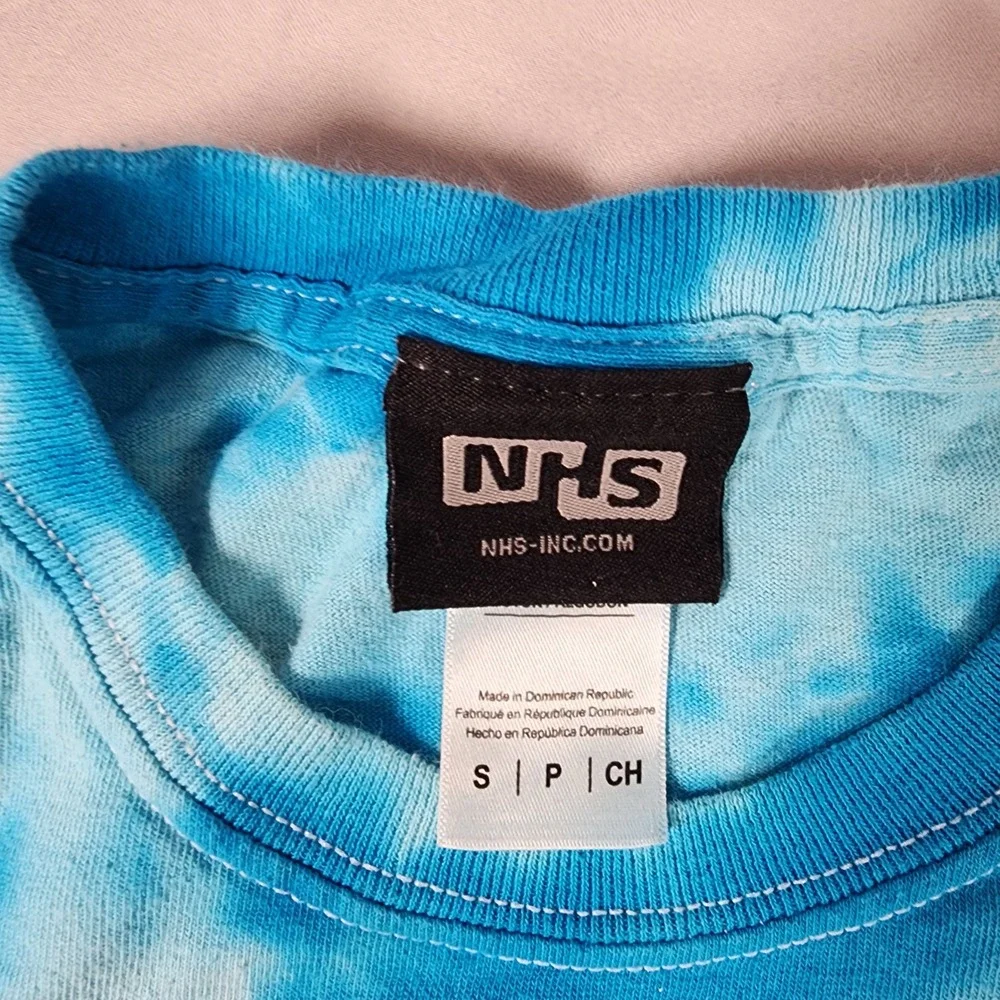 Santa Cruz Blue Tie Dye T-Shirt Mens Small Rose Logo Skate NHS Short Sleeve